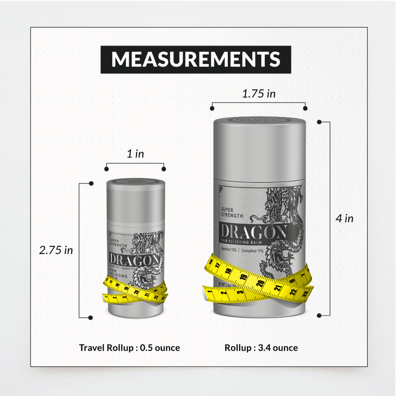 Pain Relief Balm Super Strength Roll-Up Measurements