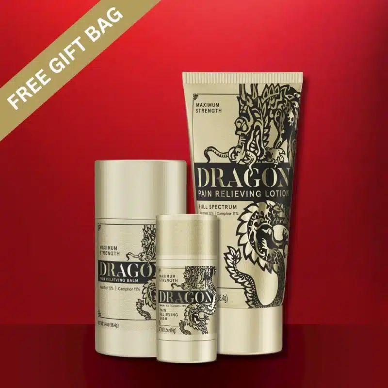 Dragon Pain Relieving Gold Bundle Full Spectrum – Lotion, Roll Up & Travel Size