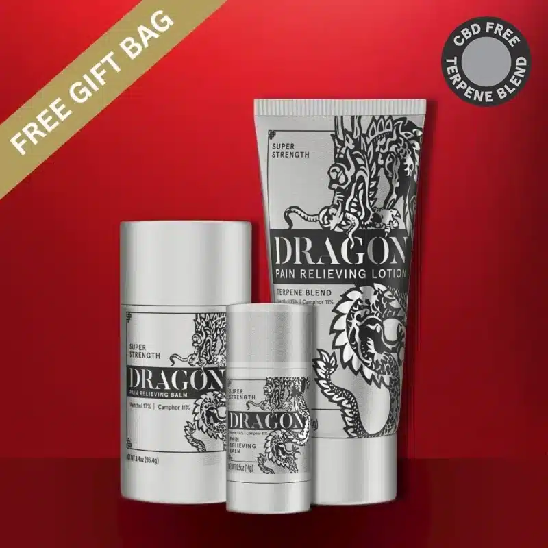 Dragon Pain Relieving Silver Bundle Terpene Blend – Lotion, Roll Up & Travel Size
