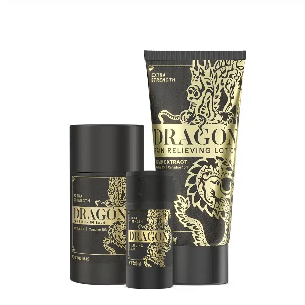 Dragon Pain Relieving Black Bundle Broad Spectrum – Lotion, Roll Up & Travel Size